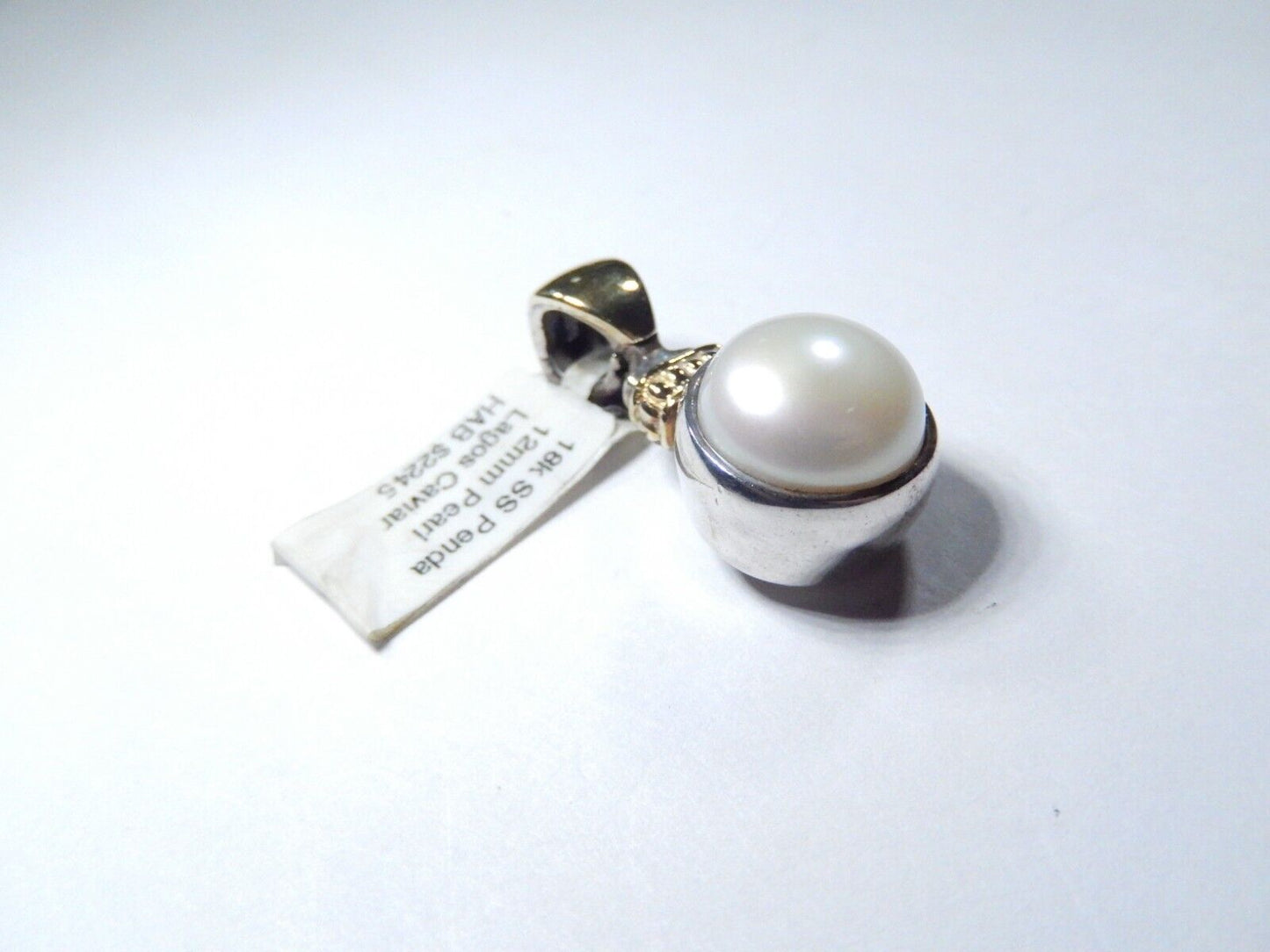 Lagos Caviar Sterling Silver 18k Gold 12mm Pearl Enhancer Open Clip Bail Pendant