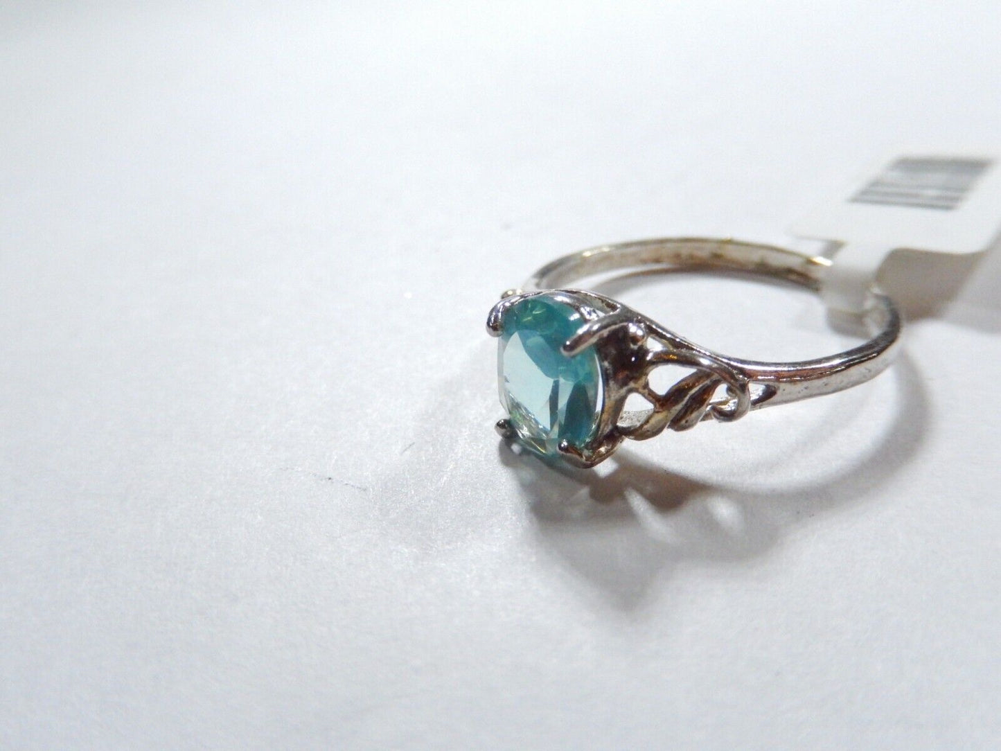 *VINTAGE* 1.25 CT Natural Blue Topaz Solid Sterling Silver Filigree Ring Sz 7.5