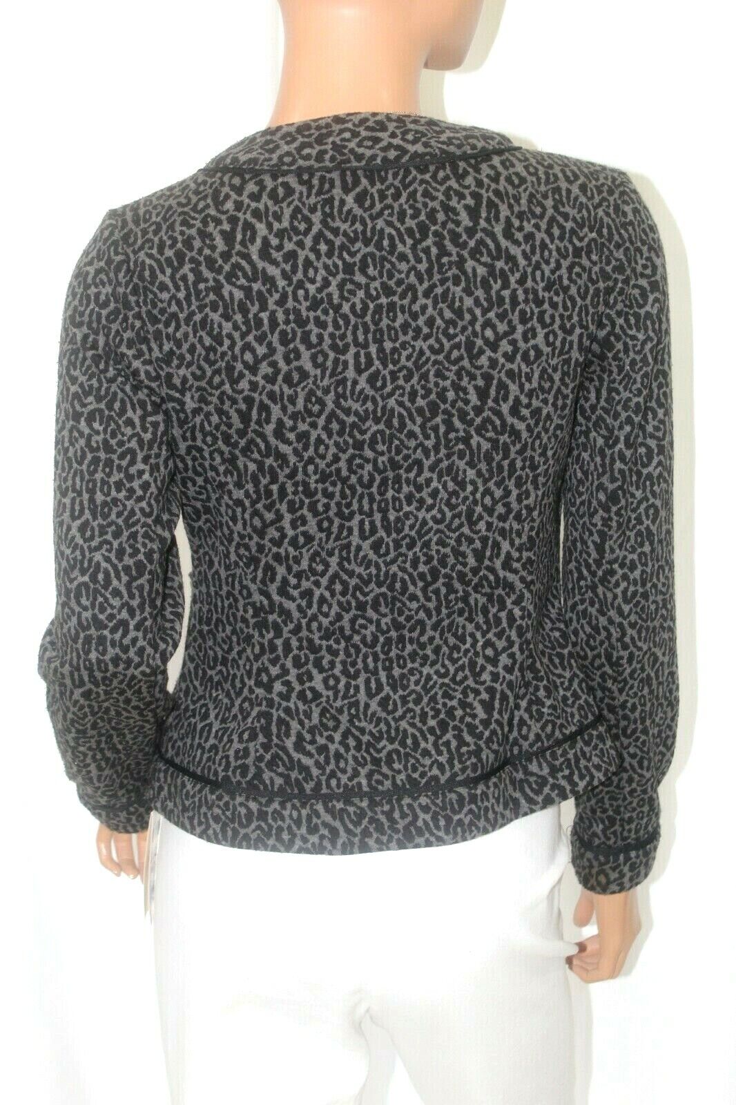 Russell Kemp New York  Size S Animal Print Open Jacket Black Collar Trim