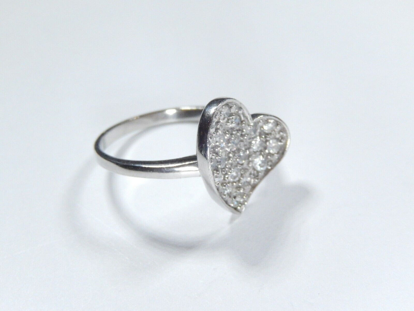 *VINTAGE*  925 Sterling Silver Cubic Zirconia Cluster Heart Ring Size 7