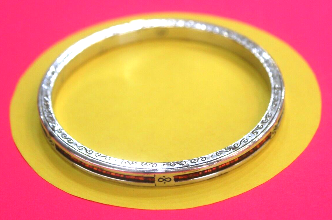 RETIRED BRIGHTON Citrine Decorative Silvertone Bangle Bracelet