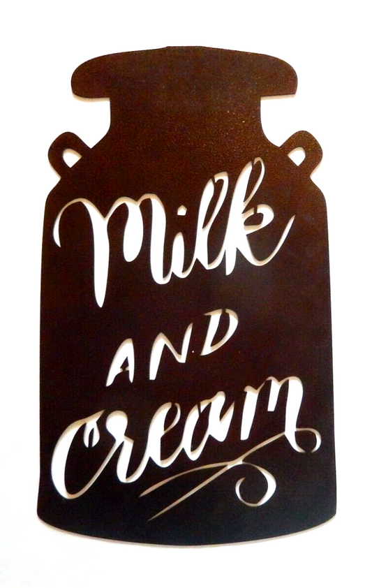 ~NEW~ LARGE - 14ga.  "MILK AND CREAM" Copper Brown Metal Wall Art - 18" x 10.5"