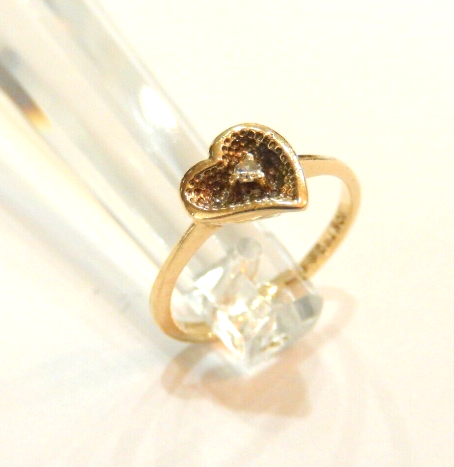 10K Yellow Gold Diamond Heart Ring Size 5