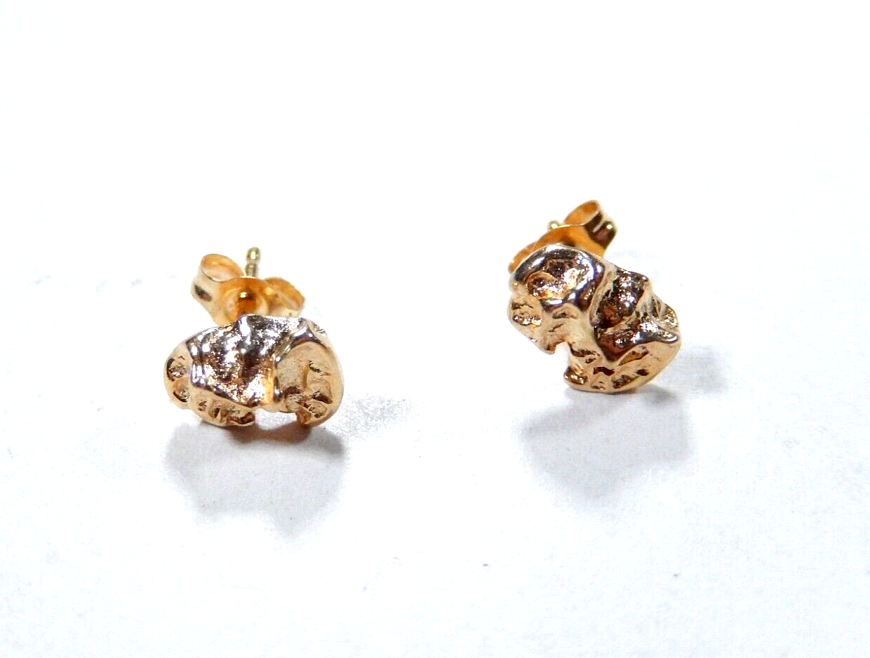 14K Yellow Gold Nugget Style Stud Earrings
