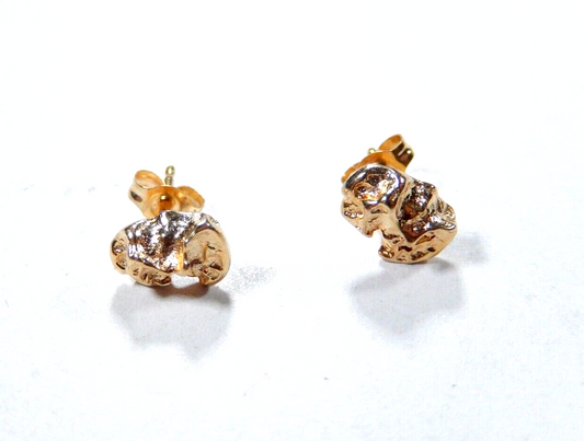 14K Yellow Gold Nugget Style Stud Earrings