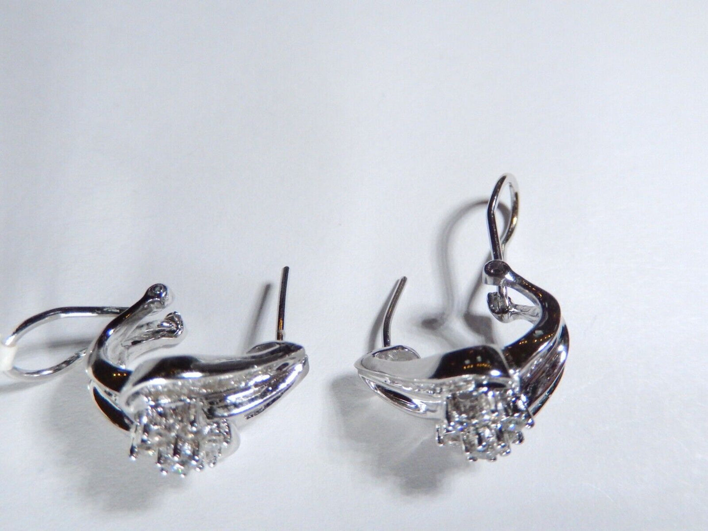 *NWT*  HIGH END 1ct Natural VS Diamond  Earrings 14K White Gold w French Clips