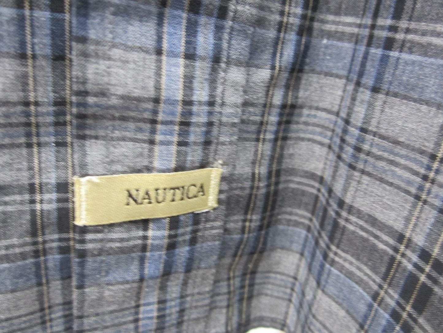 MINT Nautica Men's Medium Blue Plaid Heather Poplin Long Sleeve Shirt Size 2X