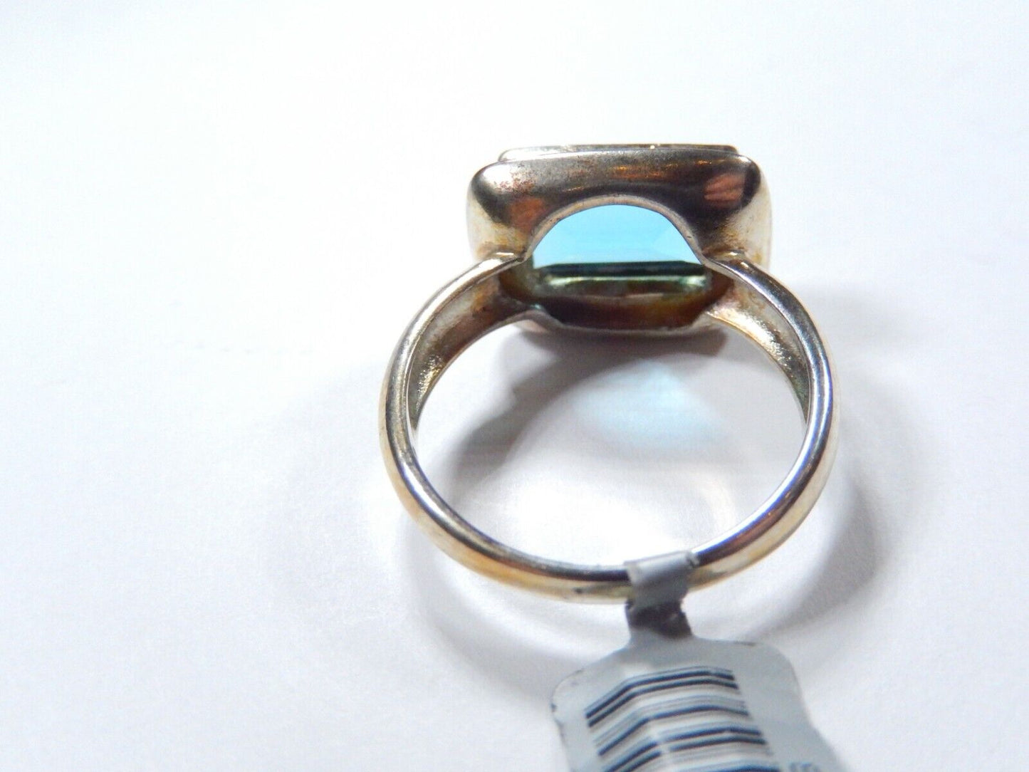 *VINTAGE*  11.00 CT Blue Topaz 925 Sterling Silver/Gold Vermeil Ring Size 8.75