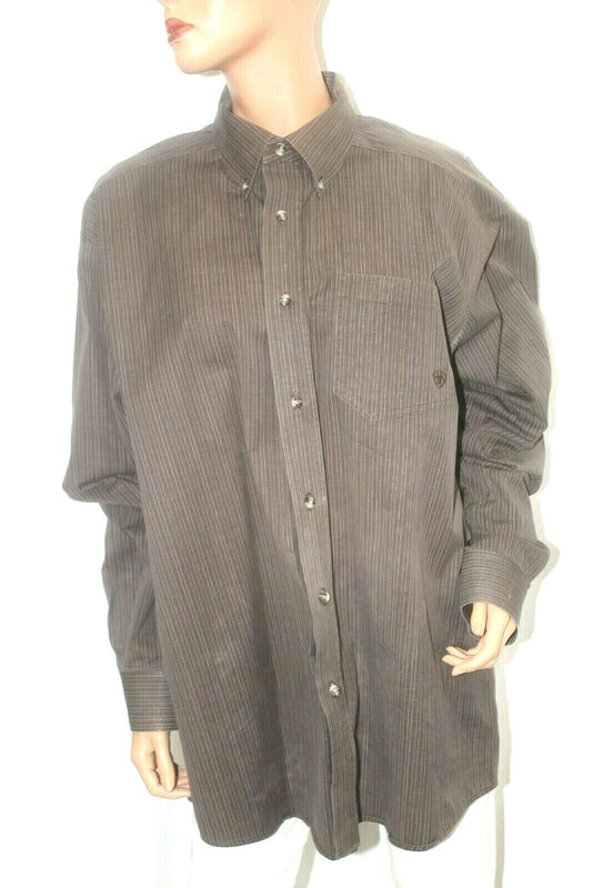 ARIAT Pro Series Western Men's Size XL/TG Long Sleeve Button Front Pin Stripe