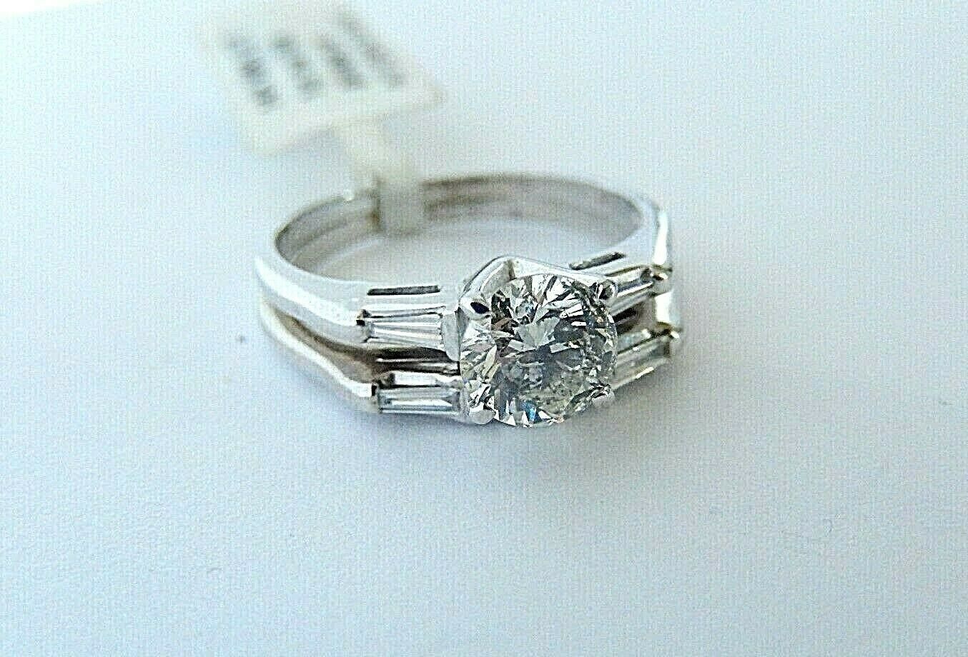 Stunning Solid 14K White Gold 1CT Natural Diamond Engagements Ring Set Size 5.5