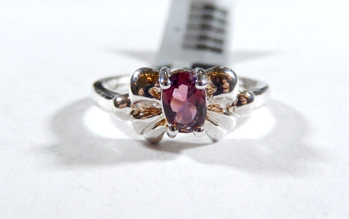 *VINTAGE* Cute Sterling Silver Garnet Ring Size 6.75