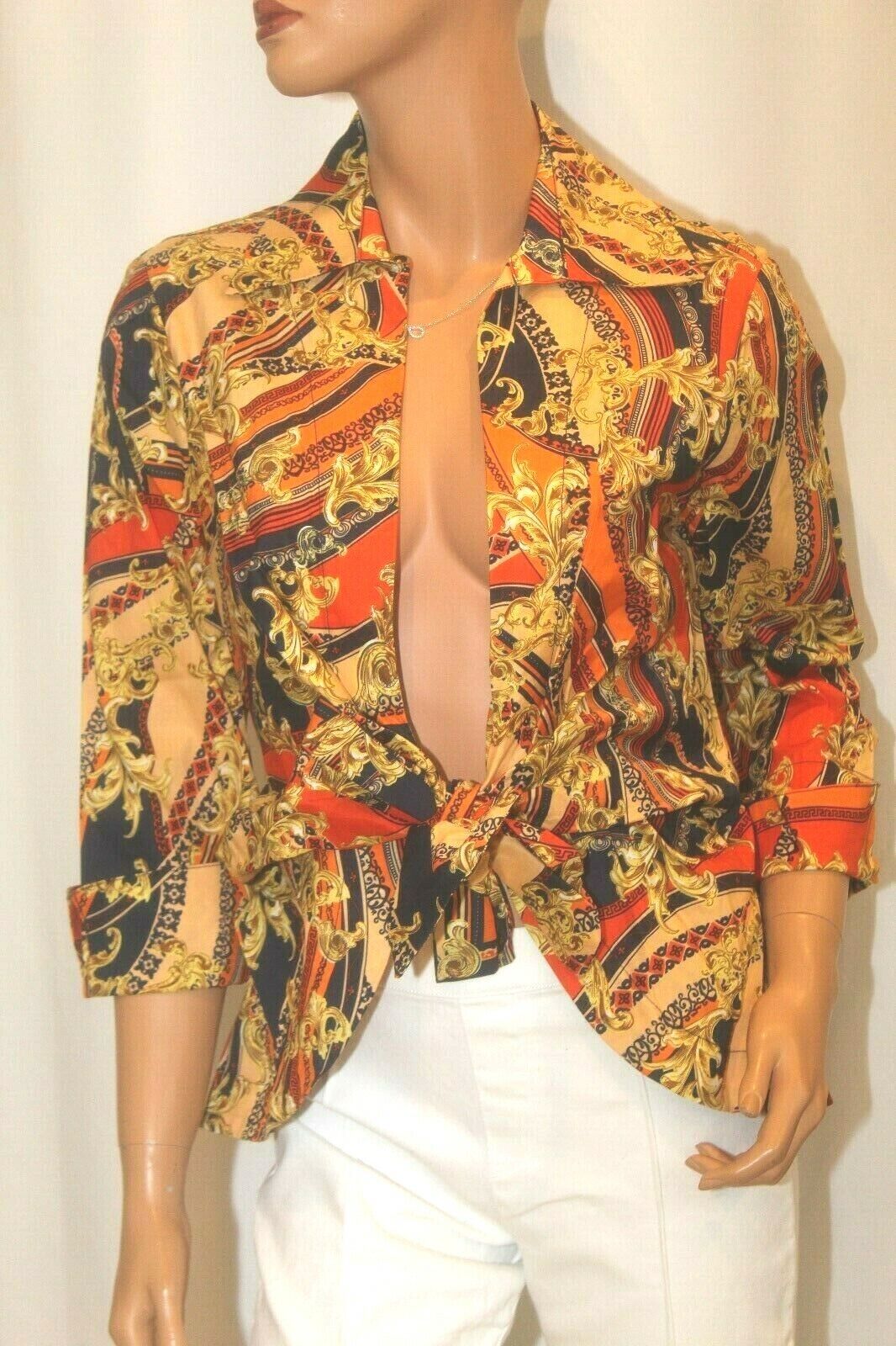 *NWT* Mishca  Tie Front Blouse Topper 3/4 Sleeve Flip Cuffs "SUPER CUTE" Sz M
