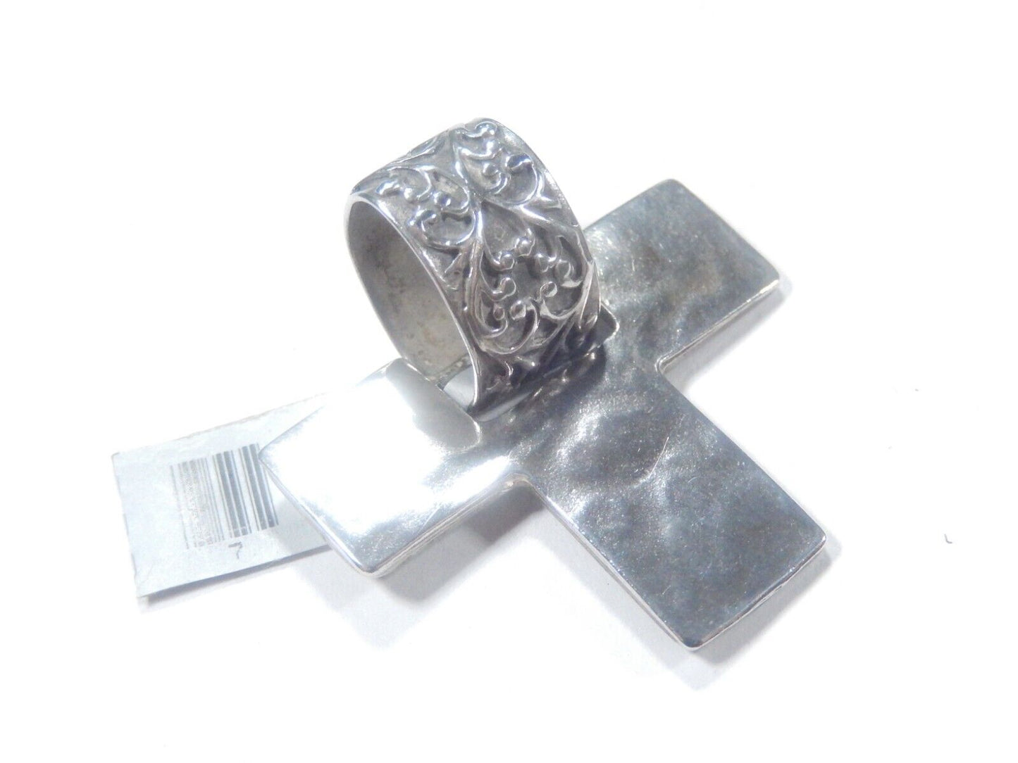 SILPADA Hammered Cross Vine Slide Pendant Sterling Silver 1 9/16" Length S1514
