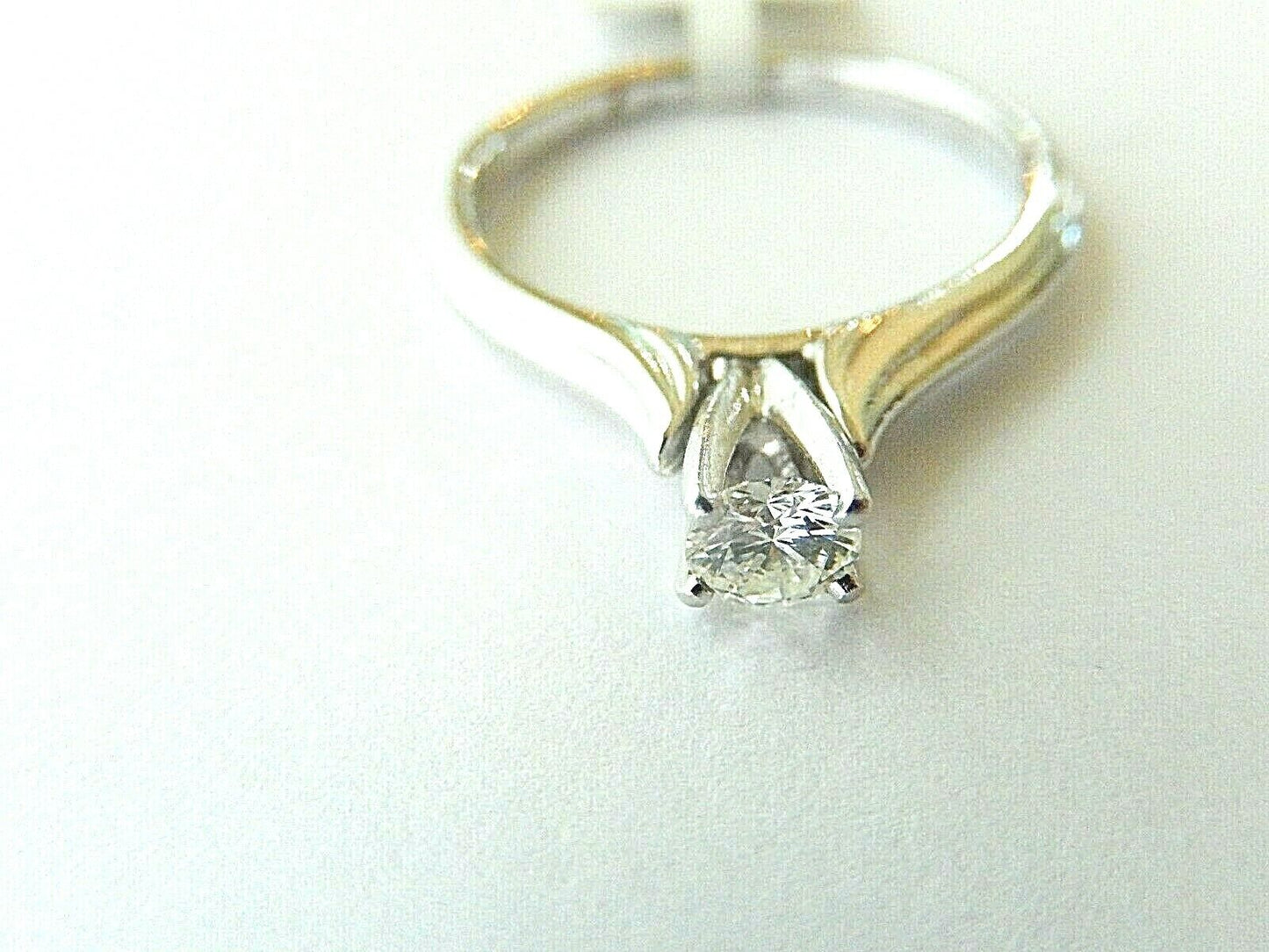 Platinum &18K Natural .26ct VS Diamond Solitaire Engagement Wedding Ring Sz 7.25