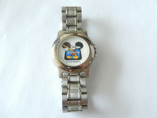 MICKEY MOUSE,Rare! "Disney Channel All Stainless Steel" MINT!,MENS WATCH,1142
