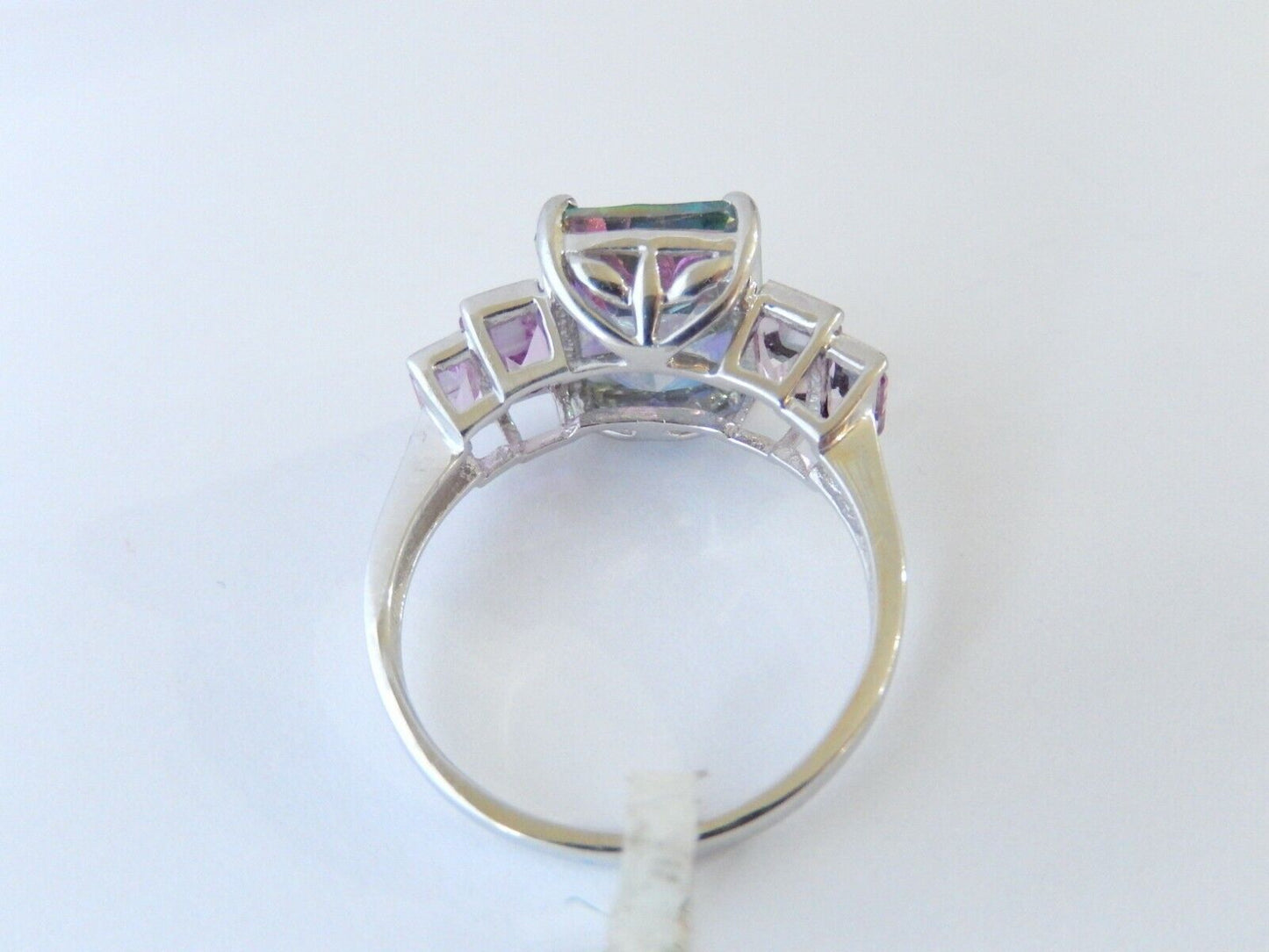 *NWT* 10K White Gold 7CT Mystic Topaz / Amethyst Ladies Ring Jewelry Size 9.25