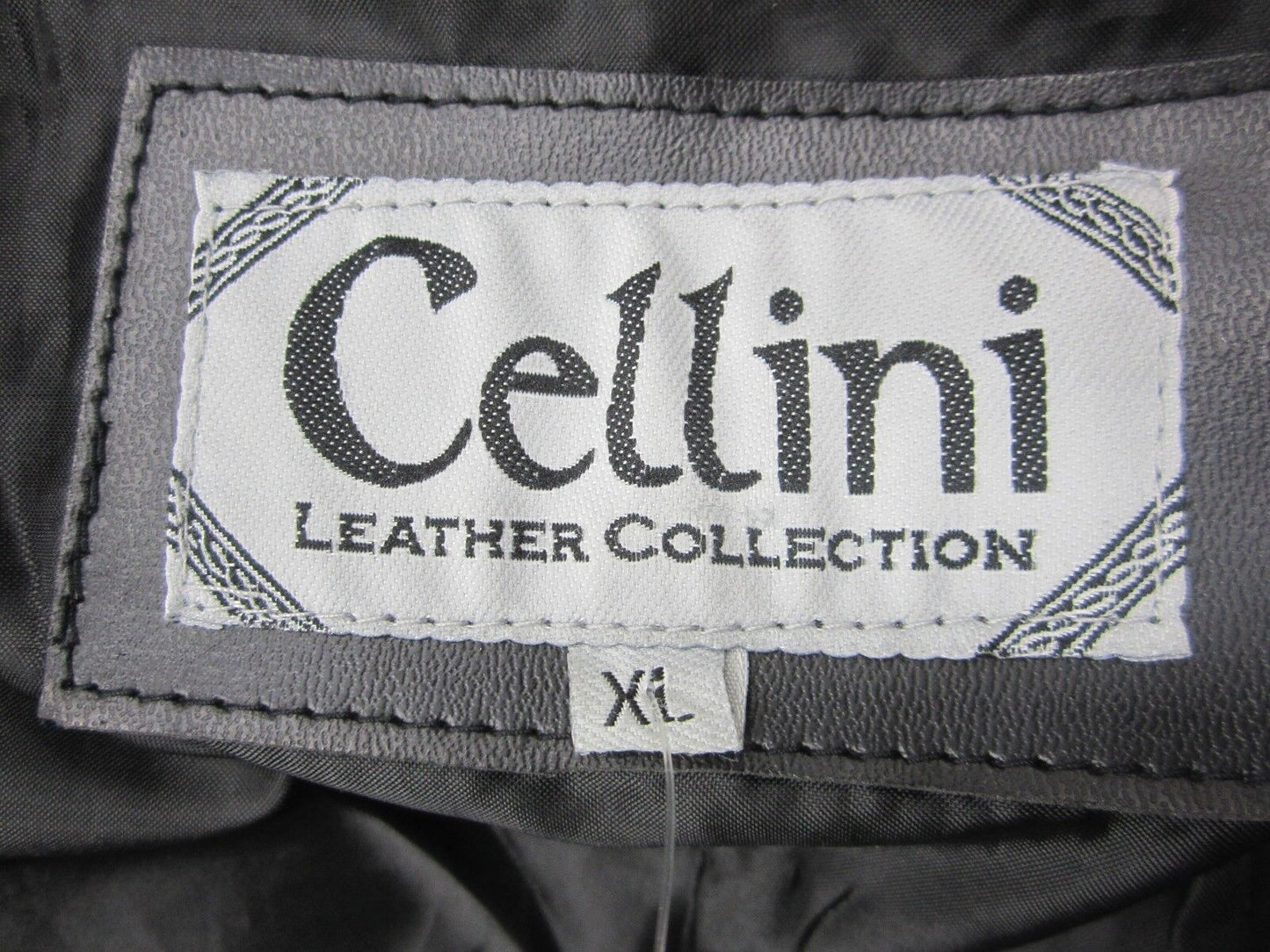 VERY NICE Cellini Black Soft Mosaic Patch Leather Women Coat Jacket Sz XL