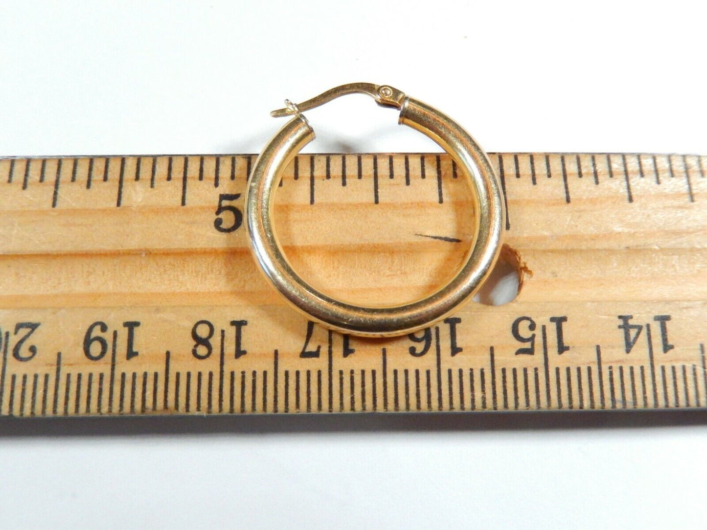 14k Real Yellow Gold Classic Smooth  Round Hoop Earrings 3mm tube  x  1" Diam