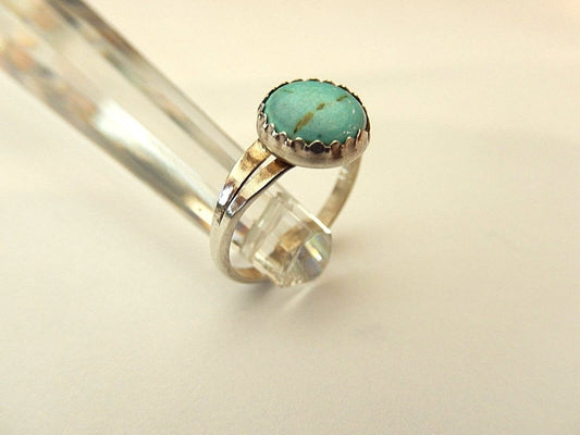 MINT Vintage Southwest Round Turquoise Gem Design Sterling Silver 925 Ring Sz 6