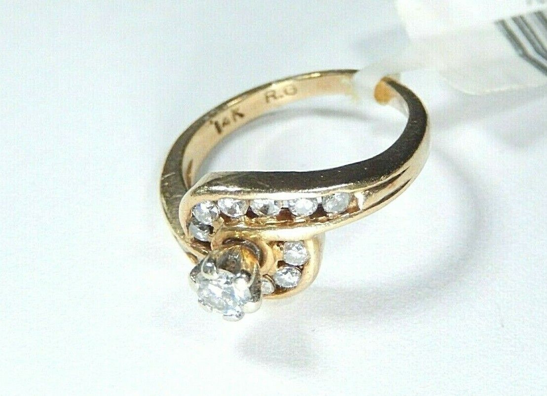 14k Yellow Gold  .50CT Natural Round Diamond Wedding Ring Size 5