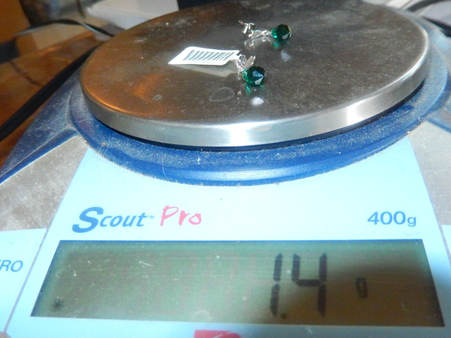 14K White Gold Lab-Created Emerald Briolette Drop/Dangle Earrings