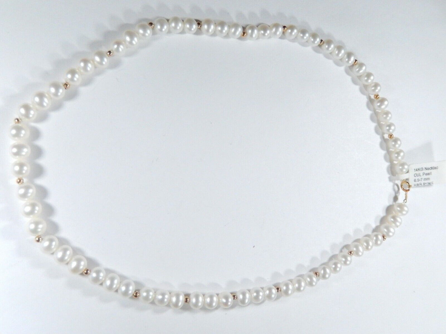 *VINTAGE* 7.0mm Cultured Pearls with 14k Yellow Gold Beads 18" Necklace