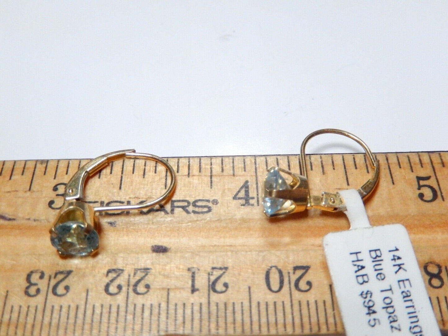 14k Yellow Gold 6mm 1.50 CT Blue Topaz Leverback Earrings