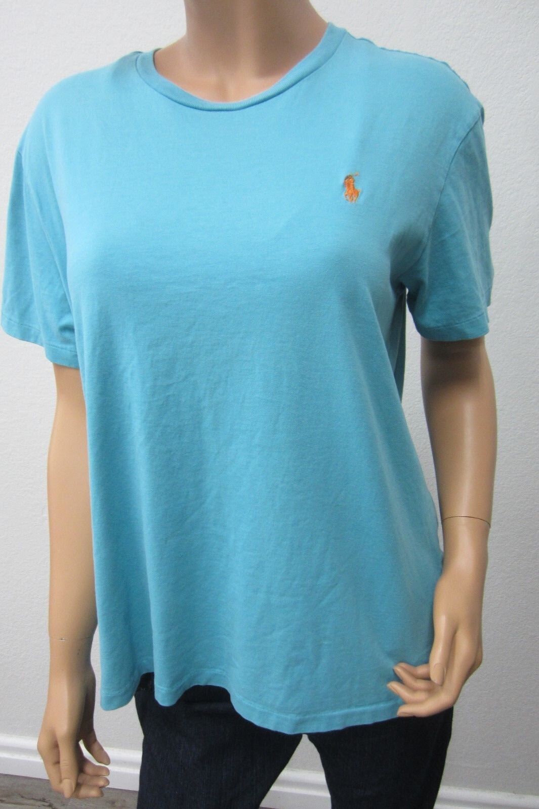 NICE Polo Ralph Lauren Unisex T Shirt Turquoise  CREWNECK  Size L