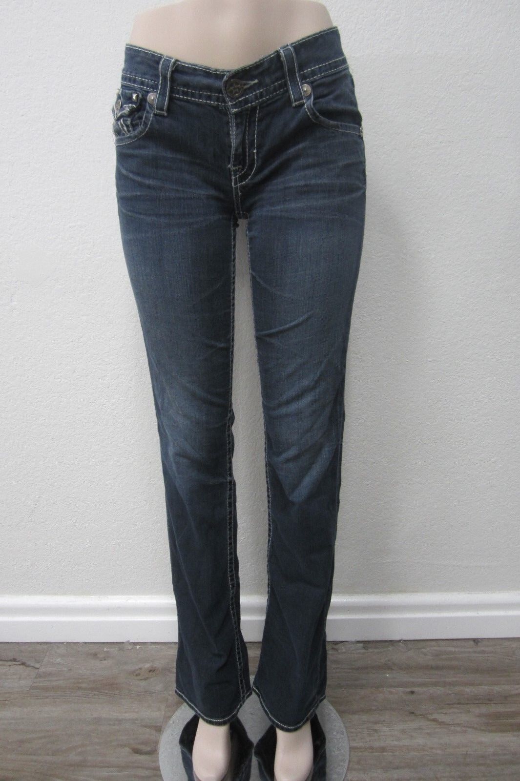 WOMENS BIG STAR SOPHIE BOOTCUT STRETCH FIT STUDDED FLAP POCKET JEANS SIZE 29X33