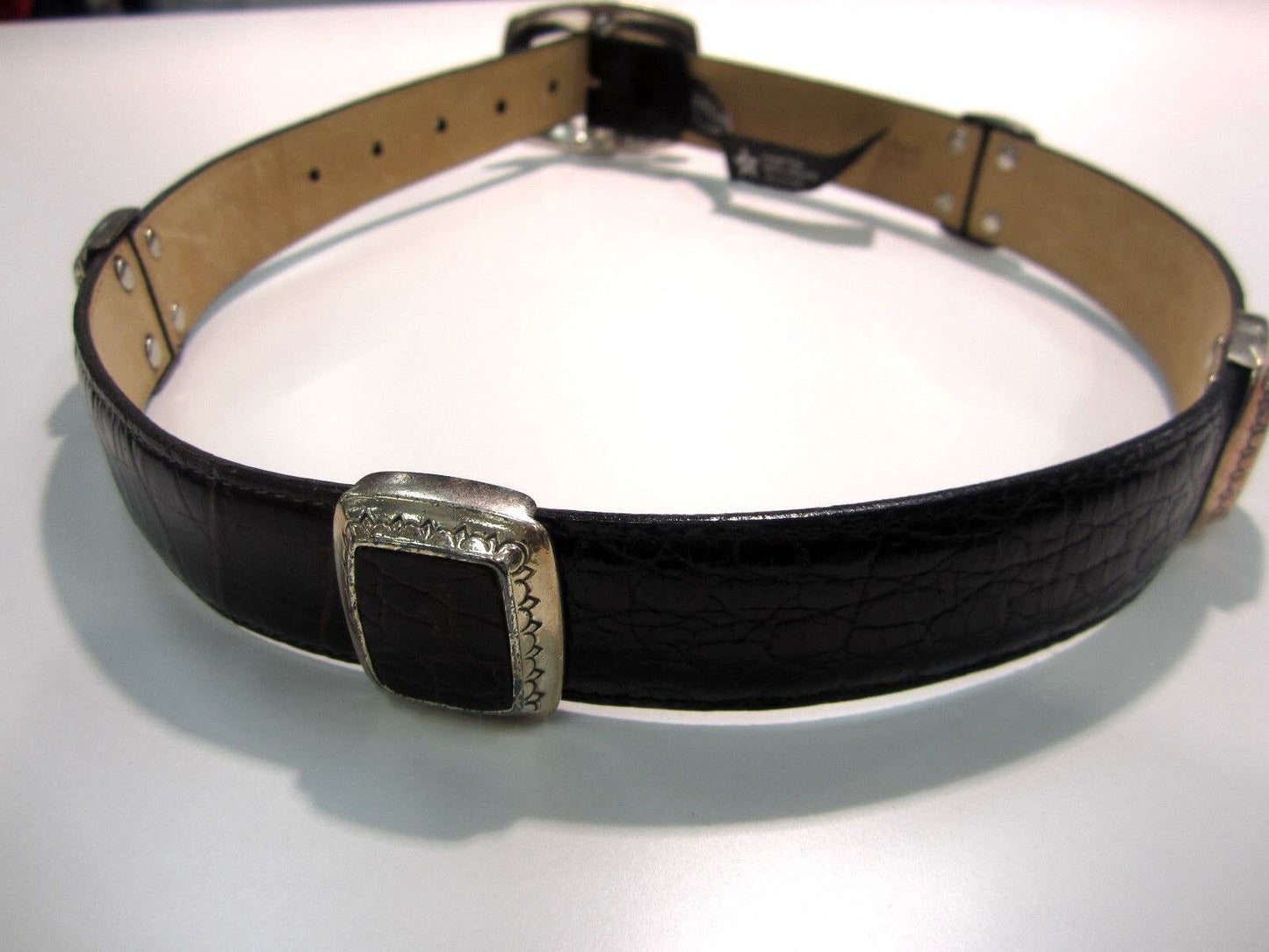 VERY NICE1996 BRIGHTON S 23909 BROWN & BLACK  WESTERN STYLE FAUX CROCODILE BELT