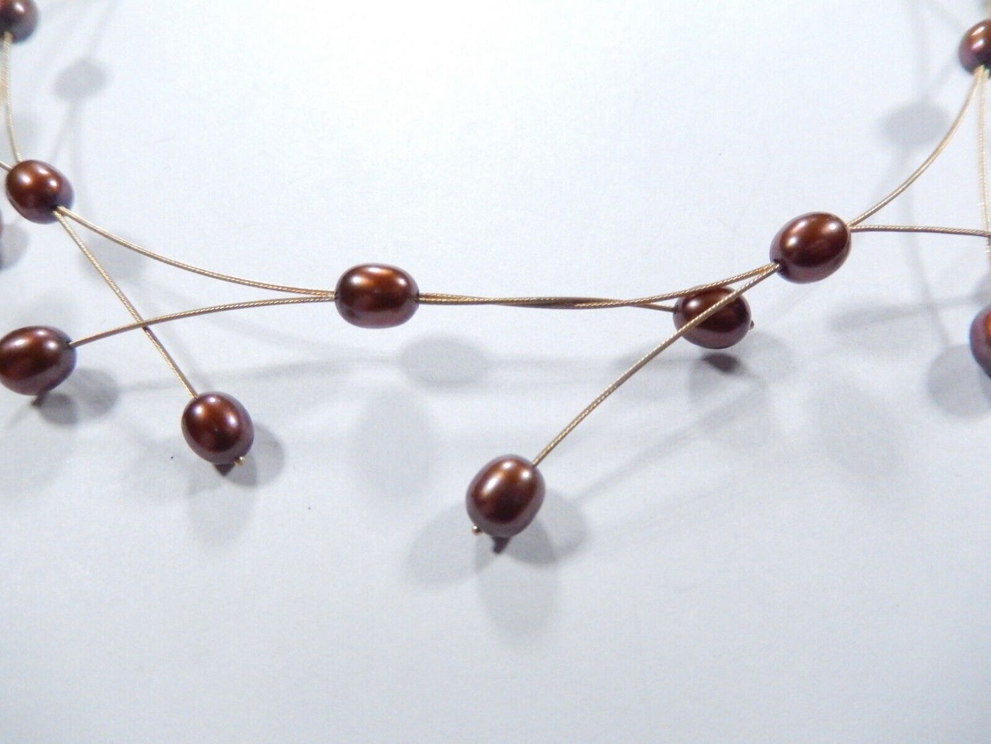 Solid 14k Yellow Gold Wire 7.5mm x 5.5mm 22 Copper Pearls  17" Necklace 9.8 gms