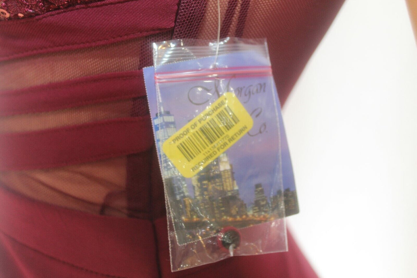 *NWT*$89. Morgan and Co Burgundy Sequence Dress Sleeveless Mesh Back BodyCon 3/4