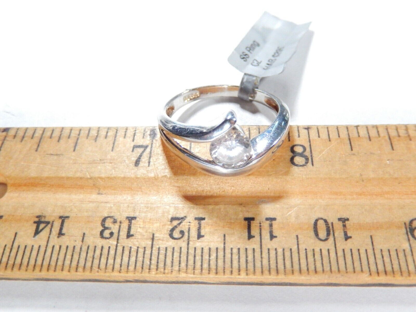 *VINTAGE*  Sterling Silver .75CT CZ Solitaire Band Bypass Crossover Ring Size 8