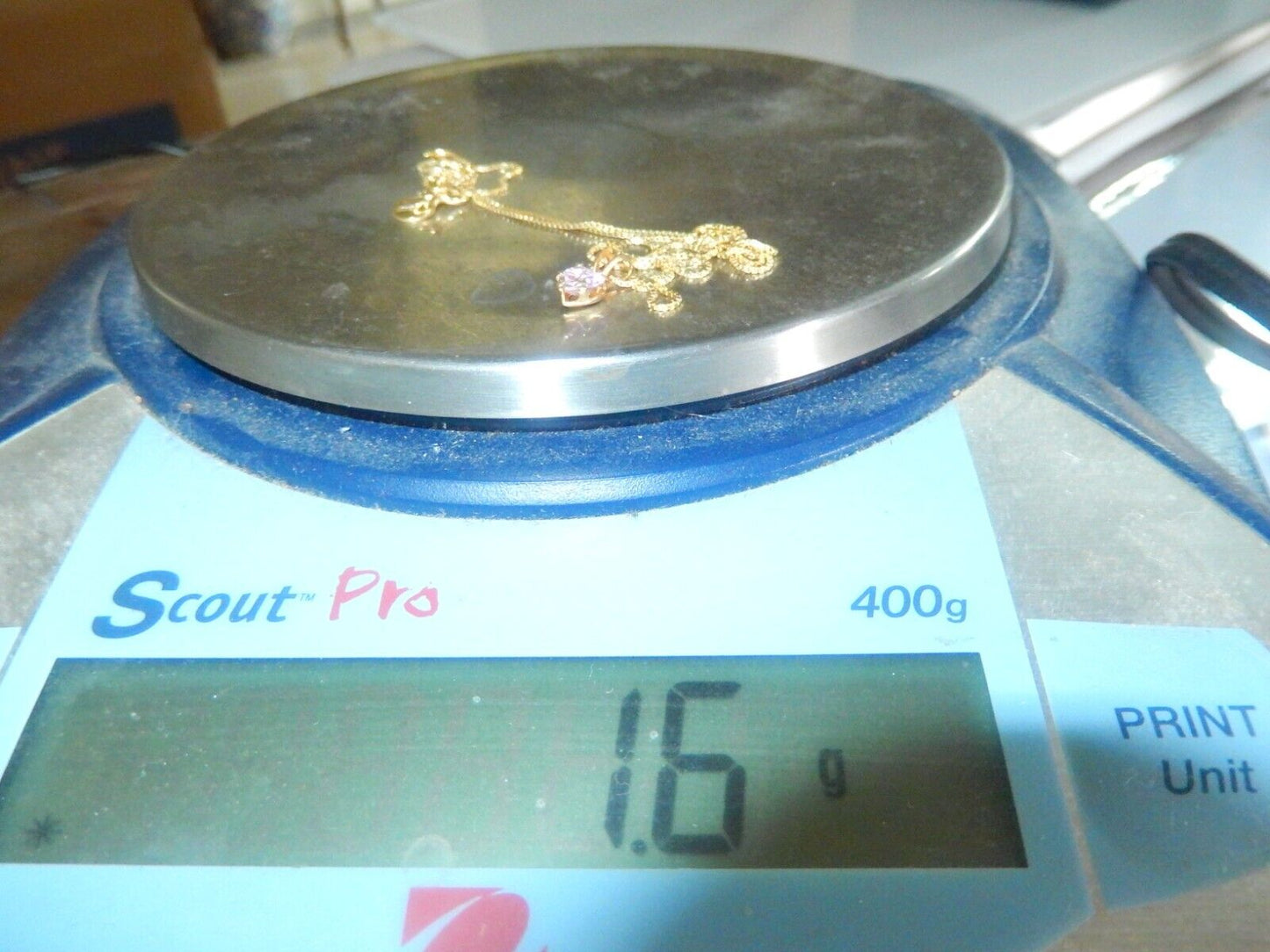 14K Yellow Gold Lab-Created .50CT Heart Pink Sapphire Pendant w/18"chain