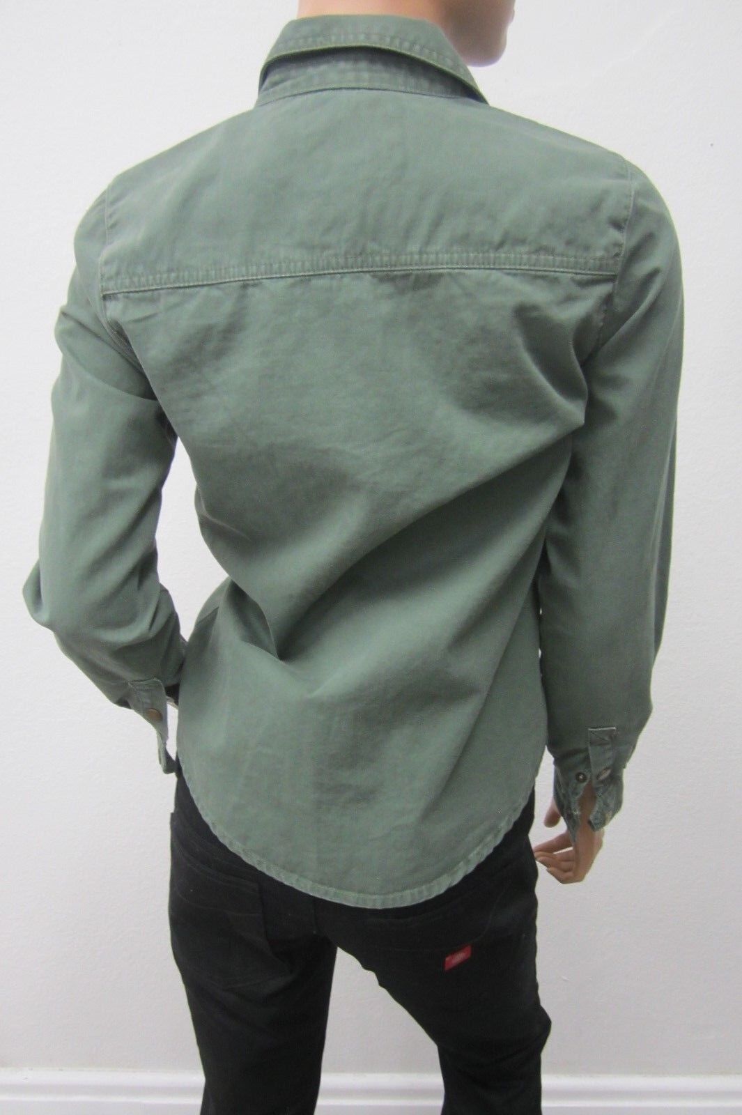 MINTWomens Trendy CUTE Forever 21Military Style Button Down Denim Green Top Sz S