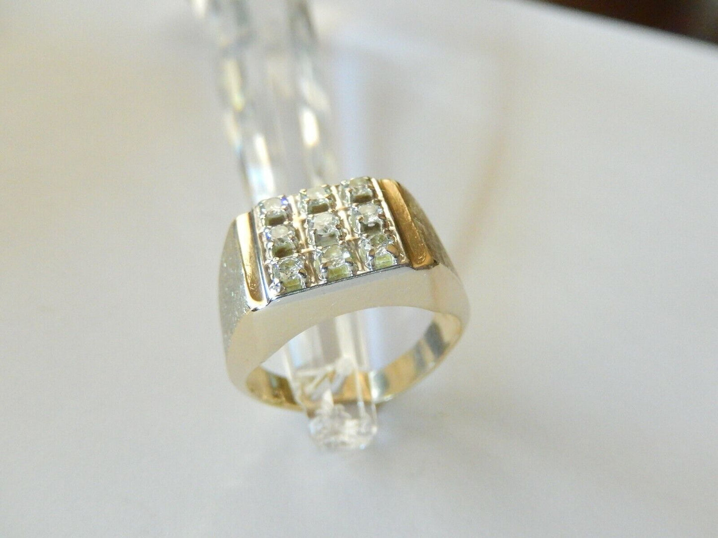 *Vintage* 14K Yellow Gold Ring .50CT TW  9 Natural Diamonds Size 9.75