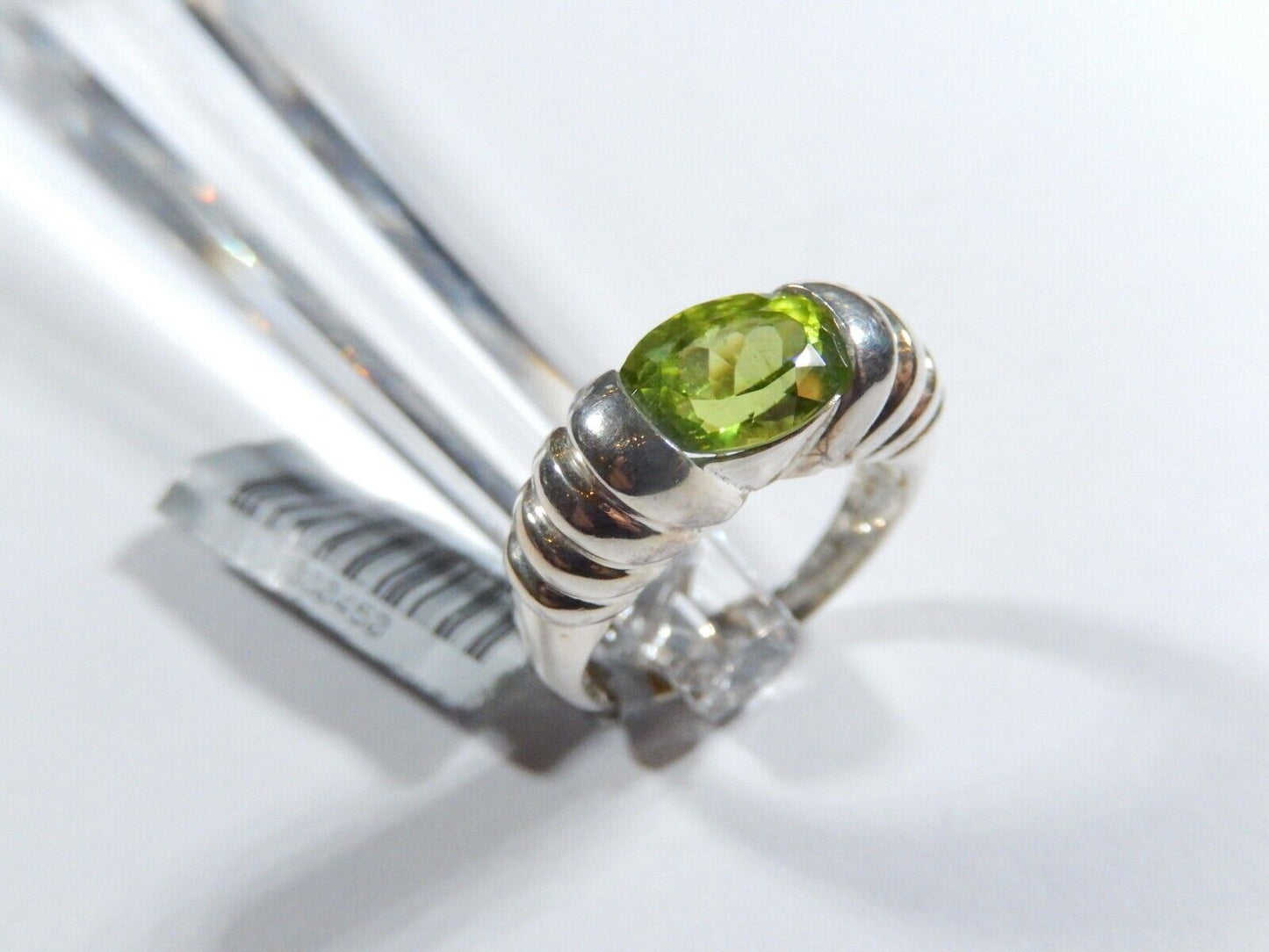 Vintage Sterling Silver 925 Pave Set Peridot Green August Ring Size 6