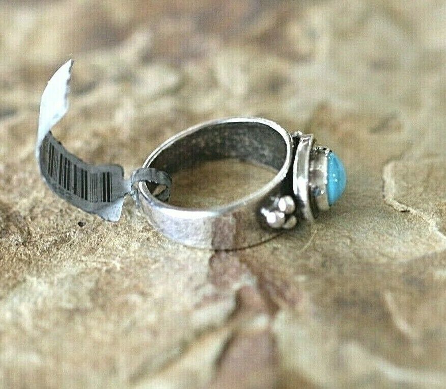 *VINTAGE*  Sterling Silver Native American Navajo Turquoise Ring Size 6