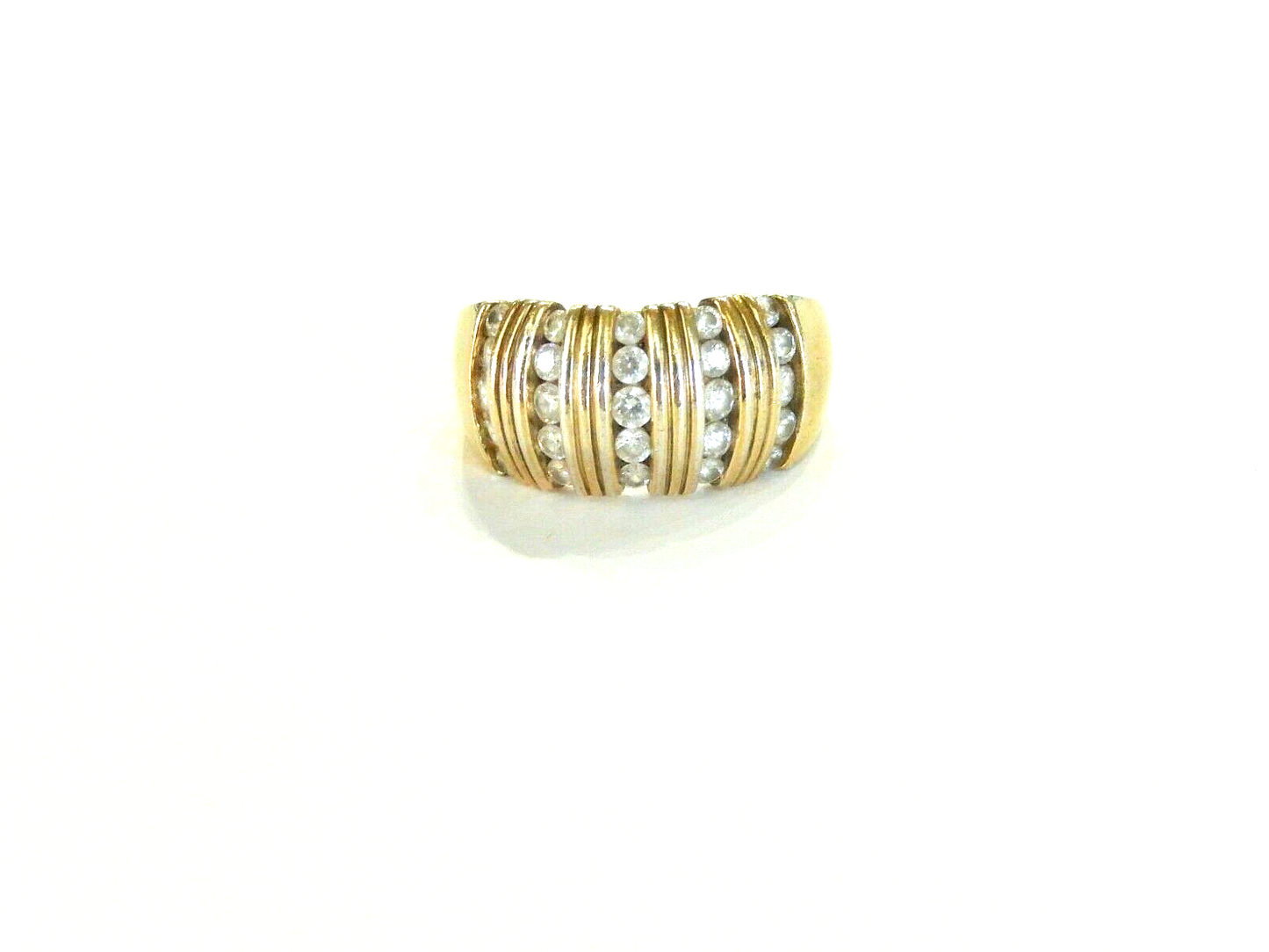 *VINTAGE* 14K Gold Vermeil Sterling CZ Cubic Zirconia Dome Ring Size 9.25