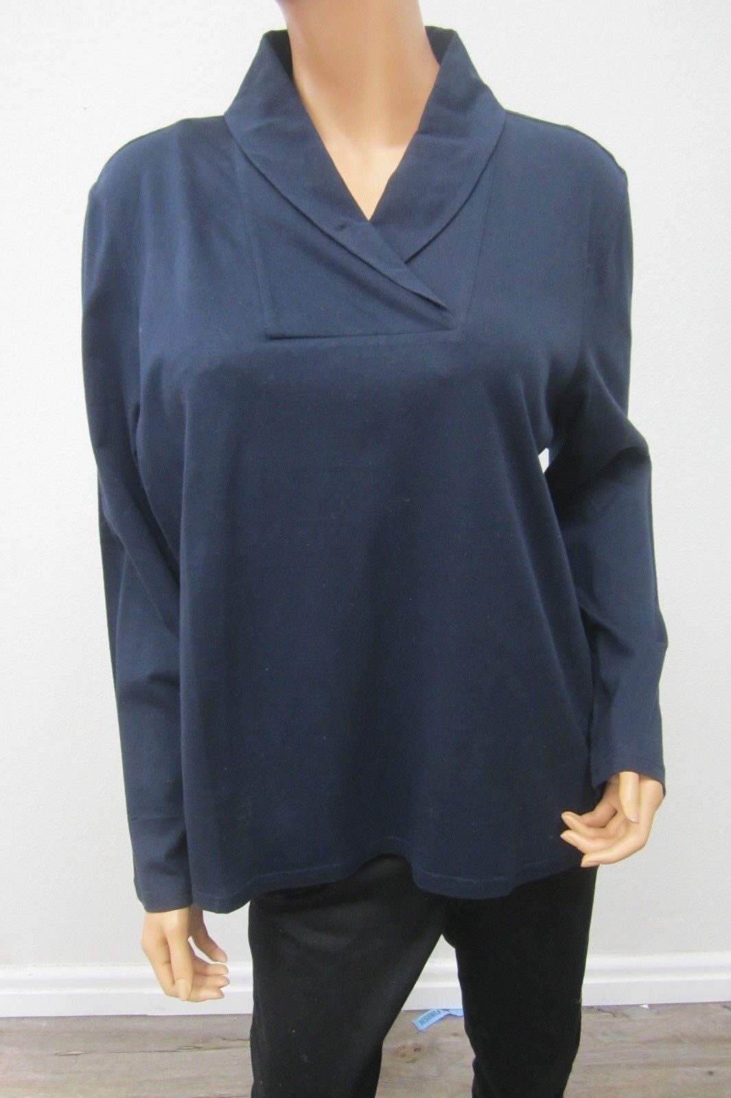 *NWT*  Liz Claiborne Career Blouse Navy Blue Collar Top Size XL