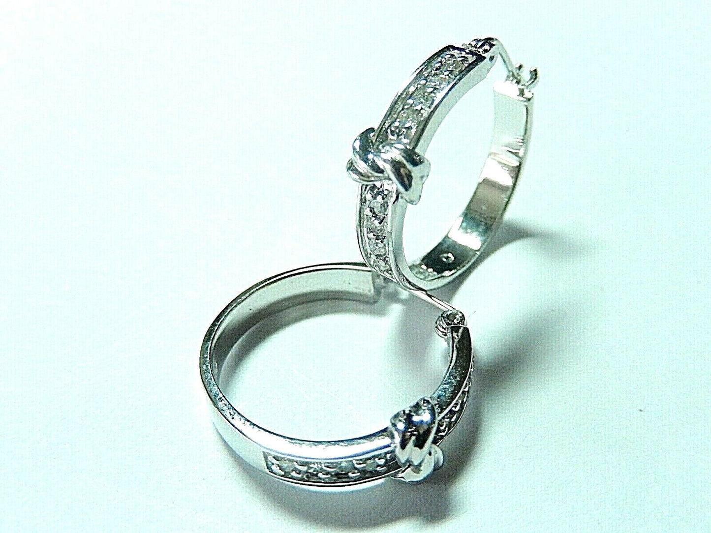 *NEW* 14K White Gold 1/5 Ct 21mm Round Hoop Natural Diamond Earrings 21mm x 4mm