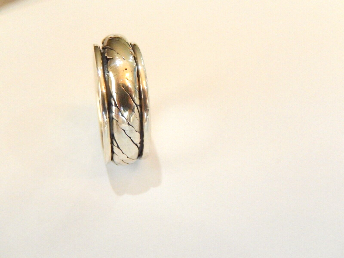 *VINTAGE*  Sterling Silver Scroll Spinner Band Ring  Size 10.5