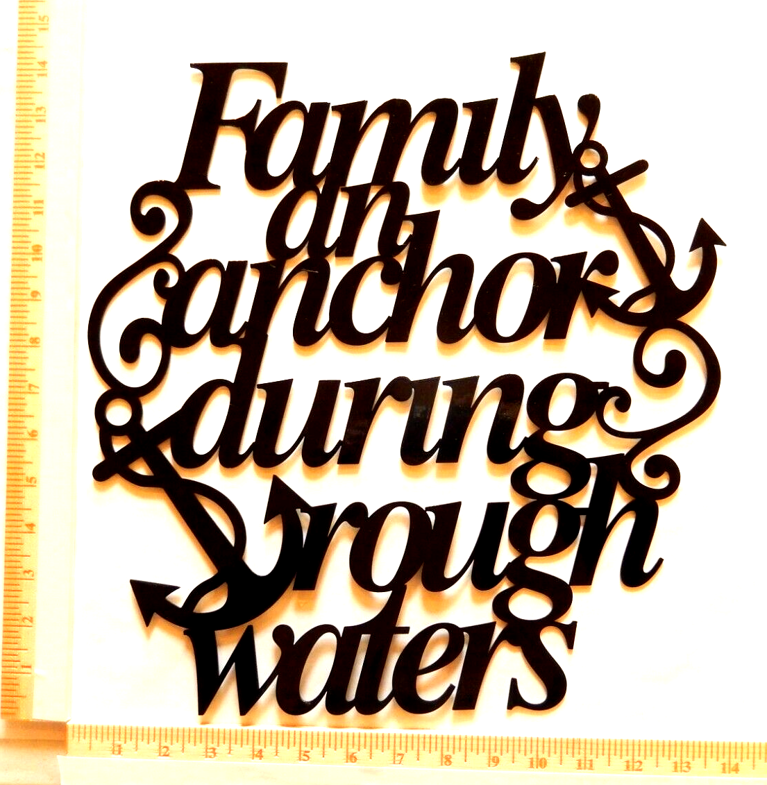 ~NEW~ LARGE 14ga. "FAMILY ANCHOR DURING ...." Metal Wall Art - 14.5" x 13.5"