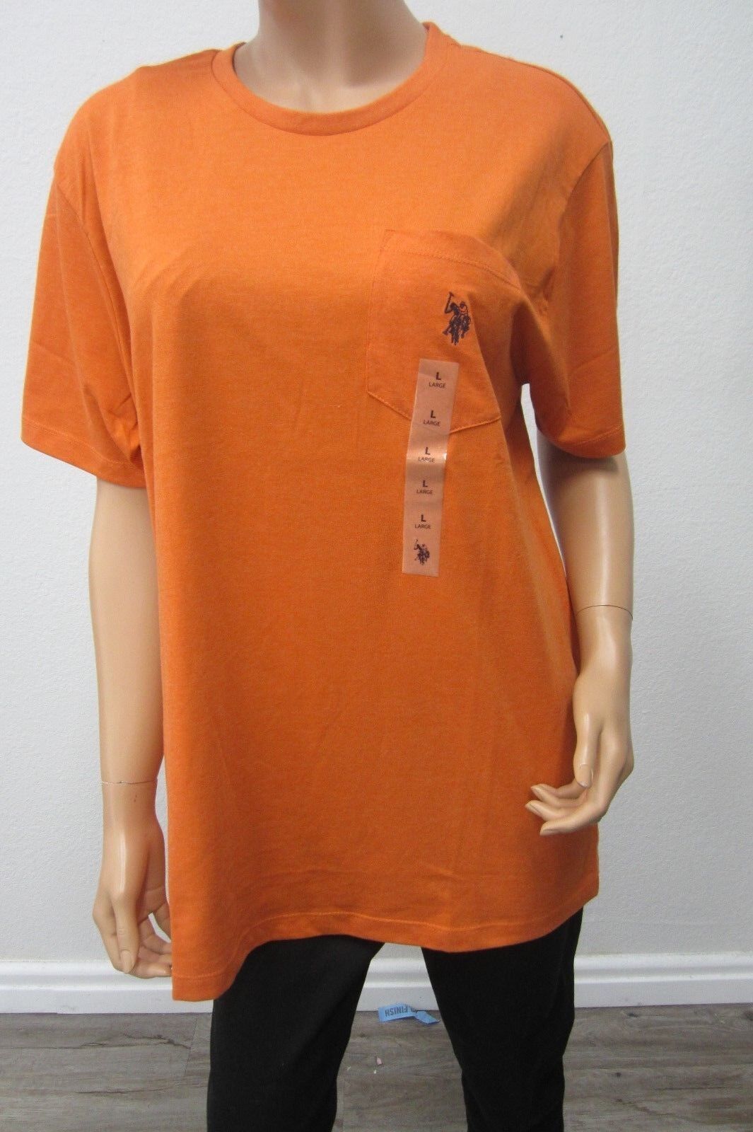 *NWT* US Polo Assn Unisex L Short Sleeve Orange Pullover Pocket T-Shirt