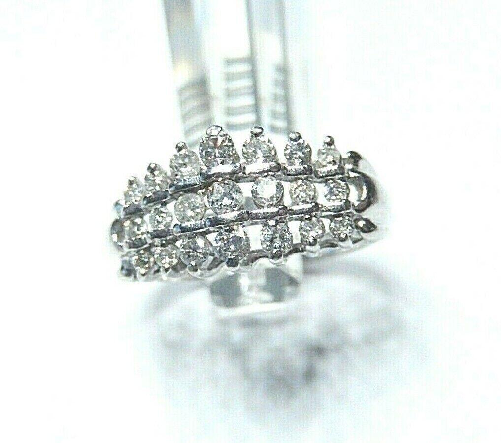 *NWT* 14K White Gold .50CT VS Natural 21 Diamond Pyramid Tiara Ring  Size 7.75