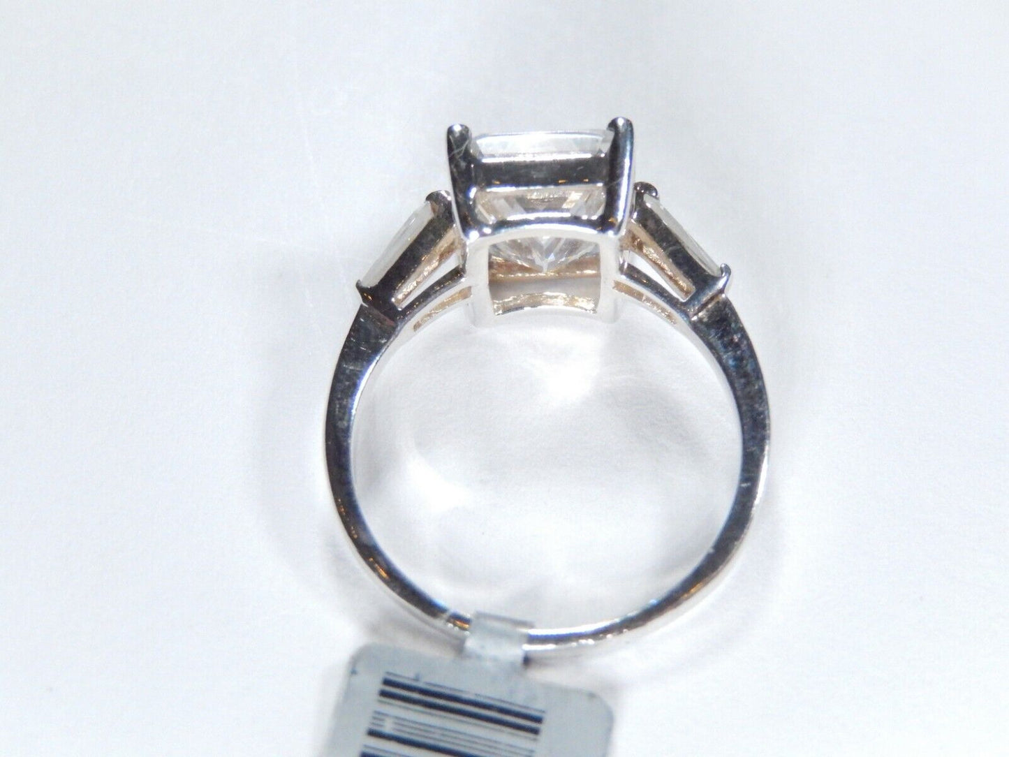*VINTAGE*  STERLING SILVER 3.0 CT  Solitaire Emerald & Baguette CZ  Ring* SIZE 6