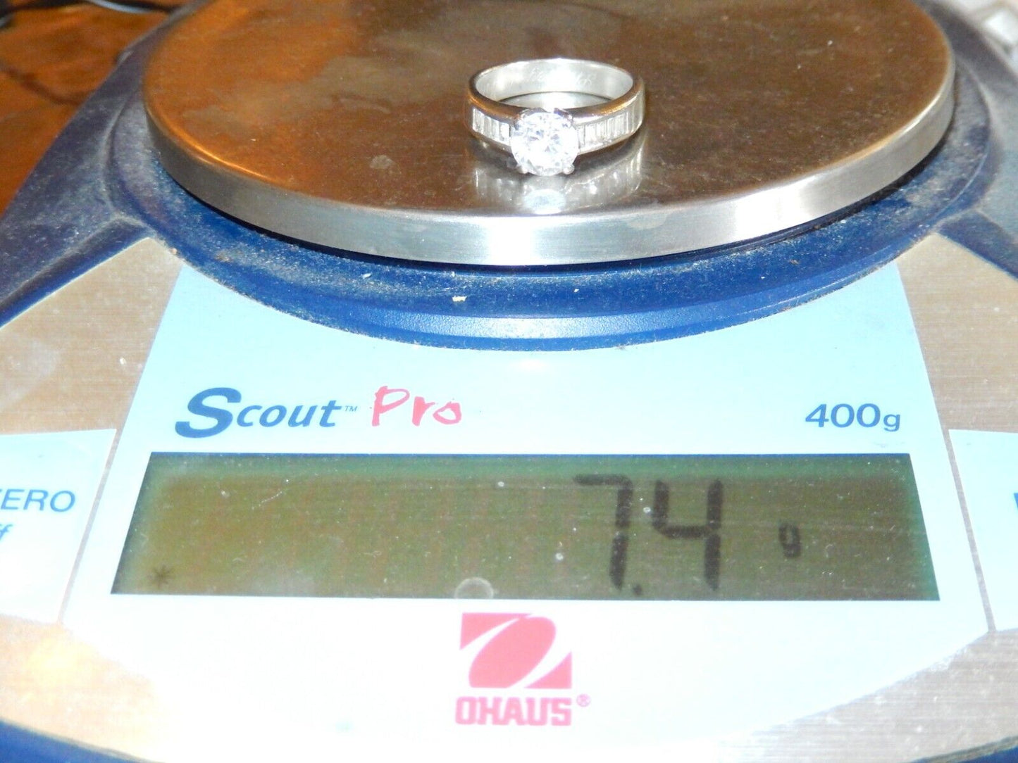 *VINTAGE* 1965  Engraved Inside Sterling Silver  CZ Wedding Band Ring Sz 9.5