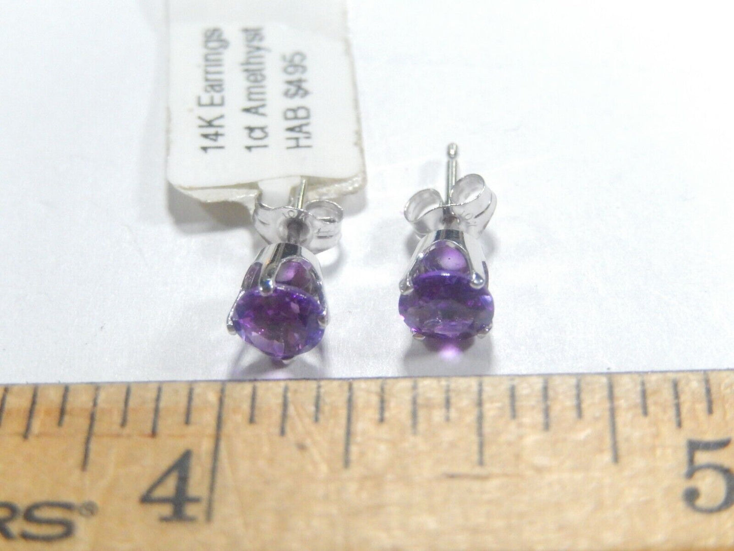 14K White Gold 1.00 CT TW Amethyst Stud Earrings
