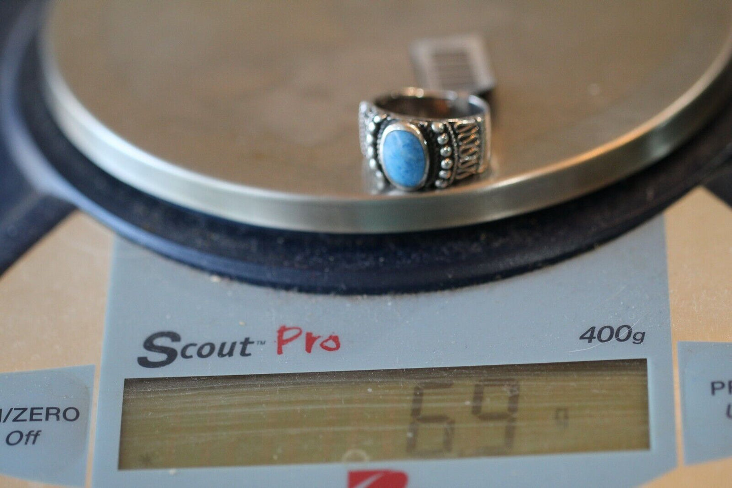 *VINTAGE*  Blue Lapis Lazuli Sterling Silver Solitaire Oval Ring Size 7