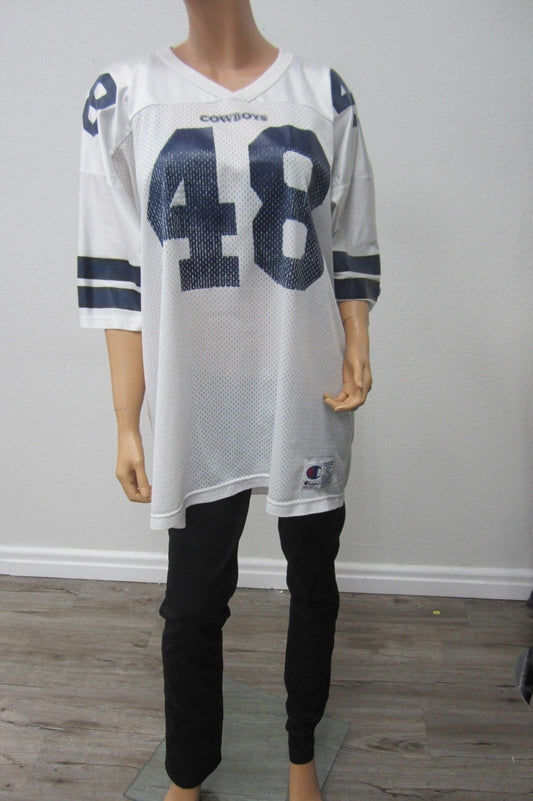 VTG Champion Daryl "The Moose" Johnston Dallas Cowboys White Jersey #48 Sz XL 52